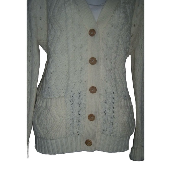 Vintage 70's Exclusive Imports Sweater Cardigan Prep School Academia Cable Knit - Picture 8 of 13
